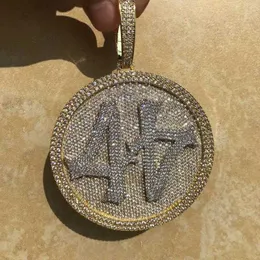 Gioielli con ciondolo Hip Hop personalizzati 44 Collana con lettere personalizzate con numeri ghiacciati Cz Moissanite Diamond Silver