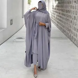 Ethnische Kleidung 2023 Türkische Robe Jacke und Kleid Zweiteiliges Set Musulmani Islamische Modest für Frauen Abaya Naher Osten Femme Musulman