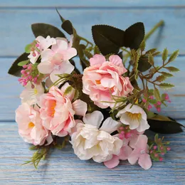 Yeni ipek buket şakayık yapay çiçekler düğün dekoratif bitkiler çelenkler evler için vazolar parti dekorasyon aksesuarları sahte çiçekler