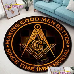 Mattor Masonic Round Rugs Home Play Stol Mat Masonry Childrens Room Computer Masons trägolvmatta. CARPETS Drop Delivery Garde DHF8U