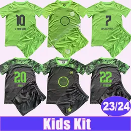 2023 24 Wolfsburg Kids Kit Soccer Jerseys Baku Cozza L.Nmecha Arnold Wind Home Away Child Football Shirt Korta ärmar uniformer