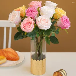 Fiori decorativi Rosa artificiale Non c'è bisogno di annaffiare Realistico Senza manutenzione Decorare Forniture per feste in finta seta a stelo lungo con tocco reale