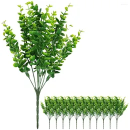 Decorative Flowers 12pcs Artificial Greenery Plastic Eucalyptus Fake Plants Shrubs Stems For Farmhouse Garden Decor