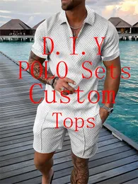 Survêtements pour hommes Ensembles de polo imprimés en 3D Hommes Mode Hauts décontractés Personnaliser Streetwear Chemise zippée et short Costume pour hommes