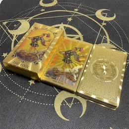 Utomhusspel Aktiviteter Shinning Golden 12x7cm English Tarot Högkvalitativ klassisk storstorlekskort Runes Divination Wiccan Supplies Astrology Fate 230615