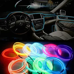 Nova faixa de LED Garland EL Wire 1M/3M/5M Iluminação interior do carro Auto Rope Tube Line Flexível Neon Light Need 2x AA Batteires Light