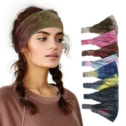 Modetillbehör Tiedye Sports Head Band för kvinnor som kör yoga Elastiska turbanband absorberar svettblommor huvudbonad huvudbonader