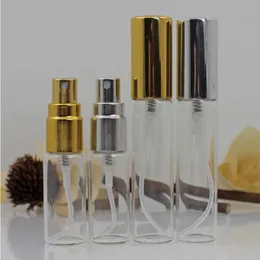 Empty 5ml 10ML Glass Fine Mist Atomizer Bottles with Gold or Silver Caps Refillable Perfume Cologne Decant Spray Bottles SN312 Psqau