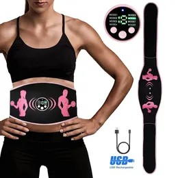 Core Abdominal Trainers Fitness EMS Electric Massage Body Slimming Belt Muscle Stimulator USB Recharge Waist Trainer Weight Loss Drop 230615