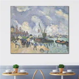 Paesaggio astratto su tela Quai De Bercy Paul Cezanne Dipinto ad olio Opera d'arte impressionista fatta a mano