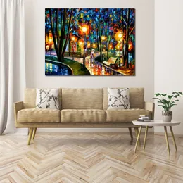 Fine Art Canvas Painting Park by The Lake Handcrafted Contemporary Artwork Landscape Wall Decoration