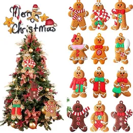 جديد 6/12pcs الزنجبيل الخبز رجل عيد الميلاد شجرة معلقة قلادة عيد الميلاد شجرة ديكور زخرفة سنة جديدة