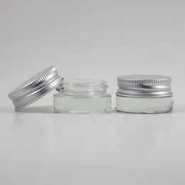 Frasco de creme de vidro fosco transparente 5g com tampa de alumínio prateado, frasco cosmético de 5 gramas, embalagem para amostra/creme para os olhos, mini frasco de vidro de 5g Bhivl