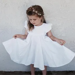 Flickas klänningar baby flicka klänning härlig sommar spädbarn baby flicka bomull linne ruffle kjol sundress outfits kläder set barn prinsessa klänningar 2-6t 230615