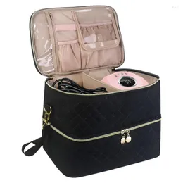 Förvaringsväskor nagellack arrangör fall som bär bärbar rese dubbelskiktslåda kosmetisk läppstift handväska
