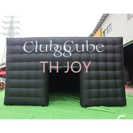 Outdoor-Aktivitäten, schwarz, 6 x 6 m, Disco-Nachtclub-Zelt, tragbarer Outdoor-Clubwürfel, aufblasbares Nachtclub-Partyzelt mit LED-Licht