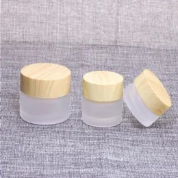 Empty Refillable Containers bottle with Wooden Grain Screw Caps and Inner Lids Round Glass Jars for Cosmetic 5 10 15 30 50 G Mbfmb