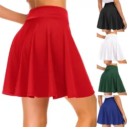 Kjolar kvinnors grundläggande kjol mångsidig stretchig blossad casual mini skater kjol röd svart grön blå kort kjol 230615