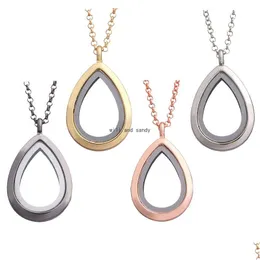 Other Jewelry Sets Watter Drop Floating Locket Necklace Pendant Women Magnetic Living Memory Glass Openable Charm Necklaces Diy Will Dhxit