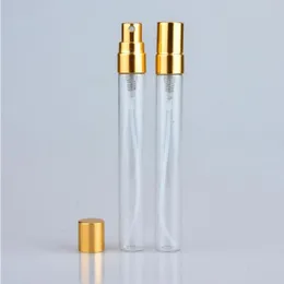 Frasco de vidro transparente 10 ML para viagem, recipientes de cosméticos vazios portáteis com pulverizador de alumínio LX6833 misturado