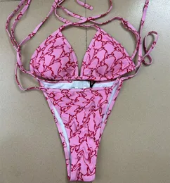 Designer Sexy Bikini Set For Women Bandage Swimsuit Twopieces Crop Top Swimwear Thong Bathing Suit High Waist Beachwear ss