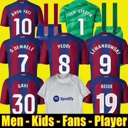 23 24 축구 저지 페드리 Lewandowski Gavi Camiseta de Futbol Ferran Ansu Fati 축구 셔츠 남자 Barca 키트 Kids Maillot de Foot Barcelonas 팬 플레이어 Barca Jersey