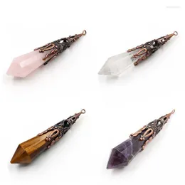 Pendant Necklaces XSM Hexagonal Prism Pendants 12 Faceted Natural Crystal Pillar Stones Pyramid Cone Healing Point Charms Jewelry Fits