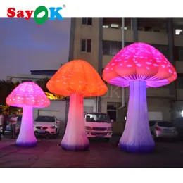 3 m/4m/5 mH Luci di terra di funghi gonfiabili stampa completa con luci a LED colorate per decorazioni per feste di nozze eventi