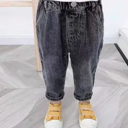 Jeans baby fast färg boyjeans för pojkar våren hösten casual stil småbarn pojke kläder 230616