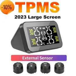 Ny 2023 Ny stor skärm TPMS Smart Car Tire Pressure Monitor System Solar Power Intelligent justerbar LCD -skärm trådlös