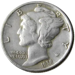 미국 1938 P/D/S Mercury Dime Silver 도금 복사 동전
