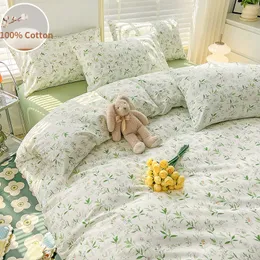 Sängkläder sätter 100 Cotton European Flowers Set 1 täcke Cover 2 Pillowcase 133x72 Tyg Soft Can Sleep Naked 230615