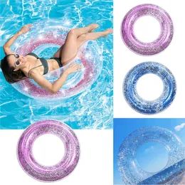 Uppblåsbara flottörer rör transparent glitterpool Foats simning Ring Vuxen Barn Uppblåsbar poolrör Giant Float Boys Girl Water Fun Toy Swim Laps 230616