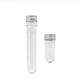 20ML 40ML PET Clear Plastic Empty Refillable Test Tube Bottle With Aluminum Caps Container For Sample Cosmetic Candy Mask Vial Brdnm