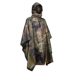 Rain Wear Outdoor Camping Poncho Military Breathable Camouflage Tactical Raincoats Fishing Cycling Hiking Hunting Ghillie Suit Rain Gear 230615