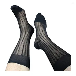 Men's Socks Sexy Men Serration Jacquard Formal Dress For Leather Shoes Nylon Silk Sheer Softy Comfy 2 Colors