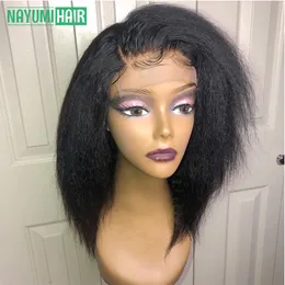 Lace Wigs Curto Kinky Straight Wig Lace Front Human Hair Wigs Glueless Closure Wig Soft Brazilian Yaki Straight Hair 4x4 Pre-Plucked 230616