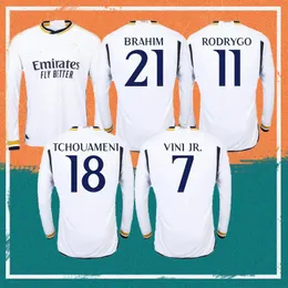 23/24 Real Madrids Long Sleeve Bellingham Soccer Jersey 2023 Modric Alaba Vini Jr Shirt Rodrygo Valverde Tchouameni Fran Garcii Uniform