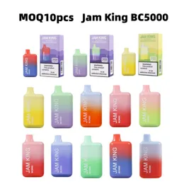 PULD 5000 Original Jam King BC5000 Disponibla vapes E Cigarett Kina 13 ml Förfylld Starter Kit 650mAh Uppladdningsbar Vape Pen Mesh Coil vs 600 1500 7000 8000 Randm