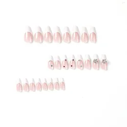 False Nails French Style White Edge Fake Manicure With Harmless And Smooth For Daily Parties Wearing