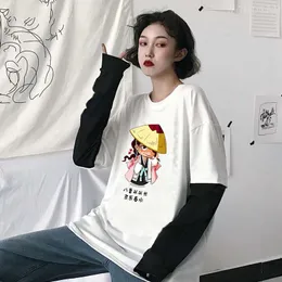 Herr t shirts anime bleach mode randiga långa ärmar t-shirts kawaii kyouraku shunsui tecknad q version tryck hip hop unisex streetwear