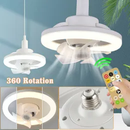 E27 Takfläkt med LED -ljus Remote Control 360 ﾰ Rotationskylning Elektrisk fläktlampa Tr CANLIER FÖR RUMBOLDE