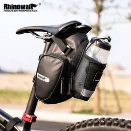 Sacos alforges Rhinowalk Arrival Bike Saddle Bag com bolso para garrafa de água à prova d'água Traseiro Saddle Bags de bicicleta grande volume 230616