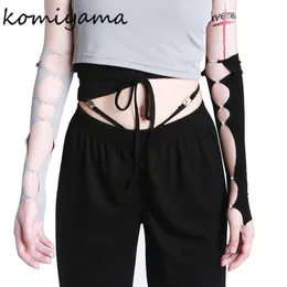 Fingerless Handskar Komiyama Moda Chic Pearl Chains Hollow Out Y2K Handskar Casual All-Match Sun-Protective Sleeve Spring Summer Arm Warmer 230615