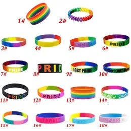 Rainbow LGBT Pride Party Bracelet LGBTQ Silicone Rubber Wristbands LGBTQ Accessories Gifts for Gay & Lesbian Women Men Wholesale JN16