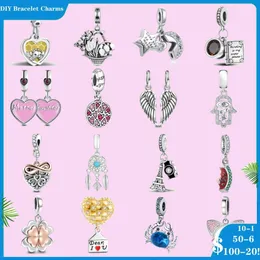 925 Sterling Silver Charms för smycken för pandora pärlor armband charm blommakorg dreamcatcher dangle charm set