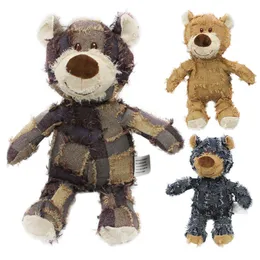 Brinquedos fofos em forma de urso para cães de estimação que rangem brinquedos de pelúcia recheados para cães gato mastigam brinquedo para cães pequenos e grandes treinam engraçado