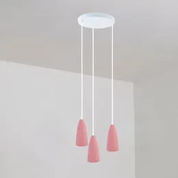 Lampadario a tre teste tondo piastra da soffitto fissa E27 portalampada in metallo paralume ristorante soggiorno arredamento per la casa con filo lunghezza 1M OEM