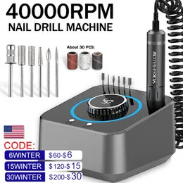 Equipamento de arte do prego 40000 rpm furadeira de unhas elétrica profissional máquina de manicure com motor sem escova conjunto de lixadeira de unhas equipamento de polidor de salão de beleza 230616