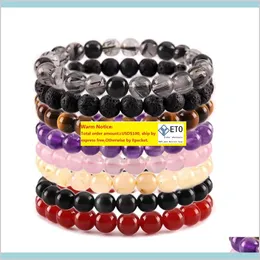 Beaded Strands 8Mm Natural Stone Beads Bracelet Crystal Amethyst Turquoise Tiger Eye Bracelets For Women Men Fashion Jewelry Will And